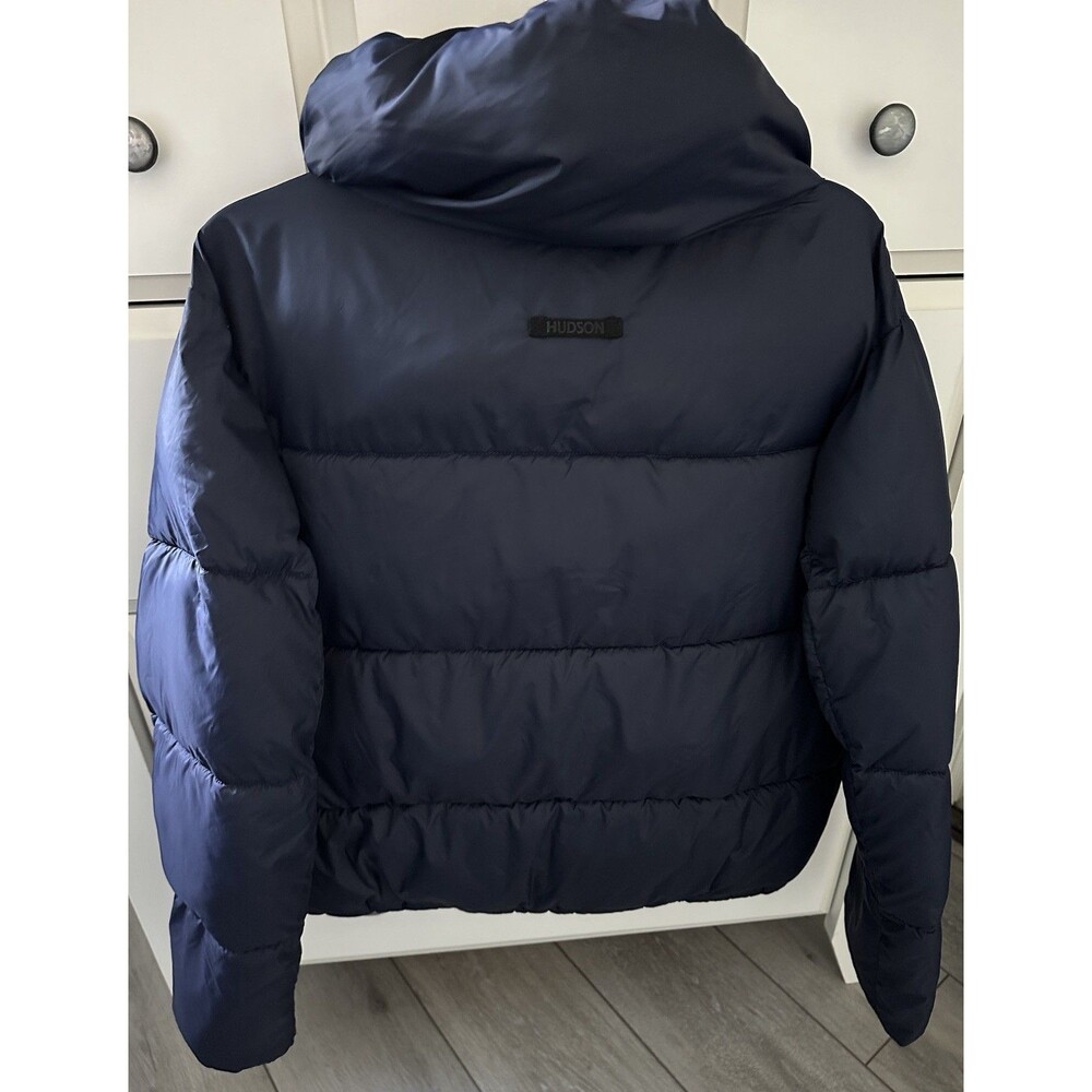 Hudson Womens Short Puffer Jacket Navy Blue Size S Insulated Full Zip Coat - Picture 3 of 8